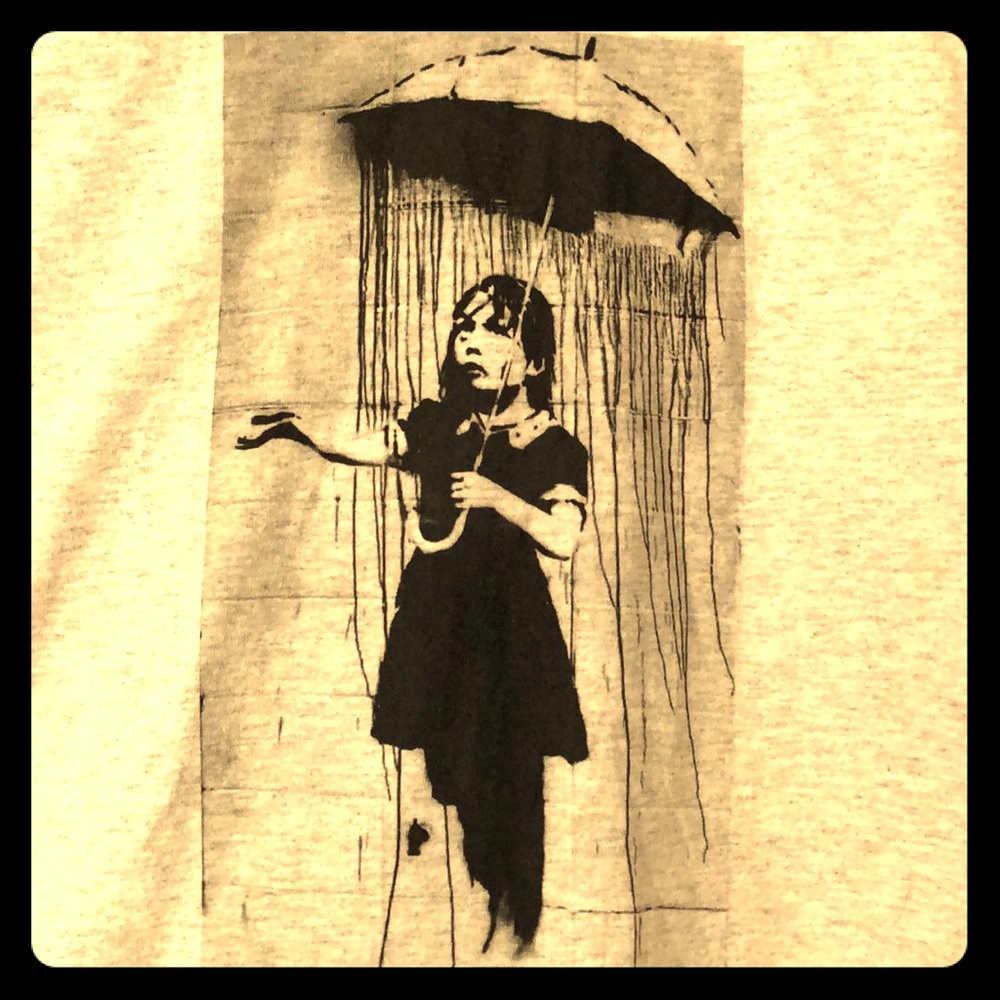 Banksy Umbrella Girl tee shirt